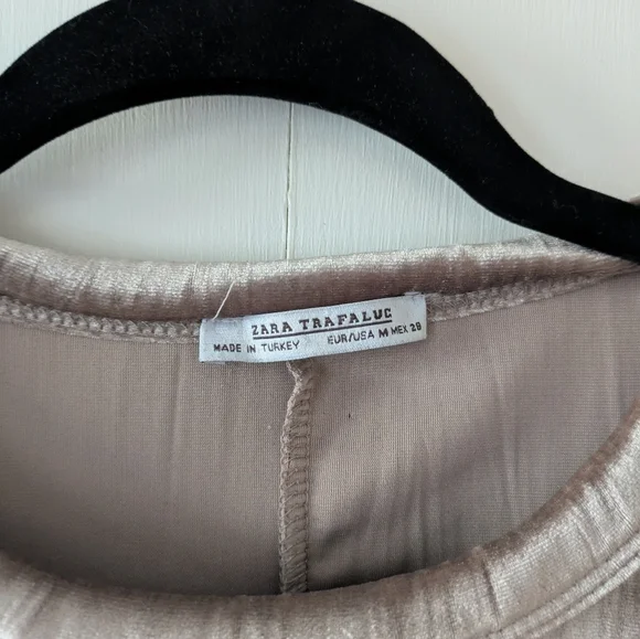 Zara Medium Beige Velvet Oversized Shirt - Picture 3 of 5
